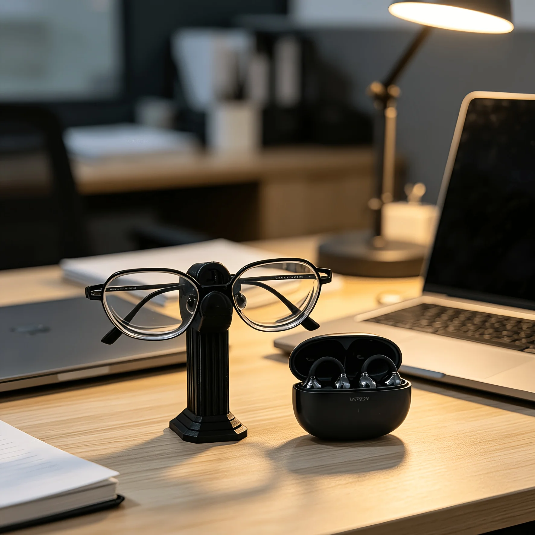 Retro Roman Column Glasses Holder, Marble Look Plastic Desktop Display Stand, Decor for Study & Office,Creative Desktop Ornament