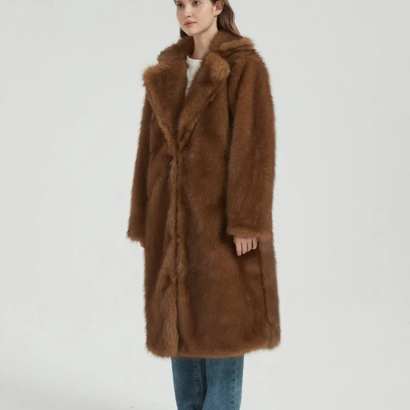 

Women Imitation Fox Fur Faux Fur 2025 New Winter Faux Fox Fur Coat Elegance High Quality Leisure Thick Warm Women For Coat H544
