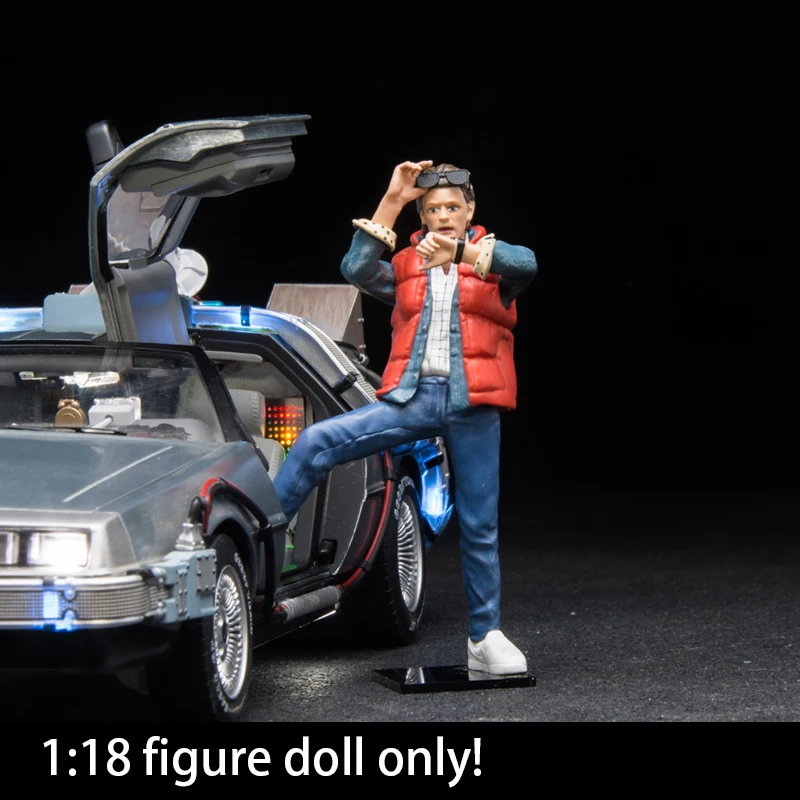 Brown & Marty Figure Doll 1/18 Back To The Future Car Model Scene Display Resin PVC Doll Model Toy For Collection