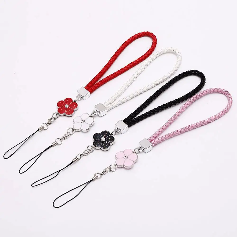 PU Leather Mobile Phone Strap Smart Phone Key Holder Ring Flower Lanyard Phone Accessory Cord Phone Hand Rope Keychain