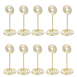 10pcs Gold Swirl Wedding Table Number Name Place Cards Holders Stands Note Menu Clip for Wedding Party Event Banquet Decorations
