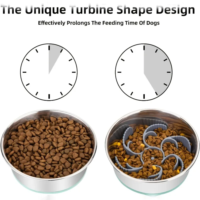 Slow Feeder Dog Bowls Insert [Octopus Suction Cups] Super Firm Slow Eating Dog Bowl [Cuttable] for Large Breed And Medium Size