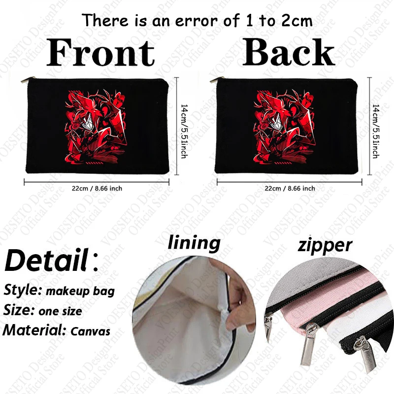 1 pc Alastor Angel Dust pattern Makeup Bag, Travel Toilet Storage Bag, Party Gift Zipper Organizer, Cosmetic Pouch For Makeup