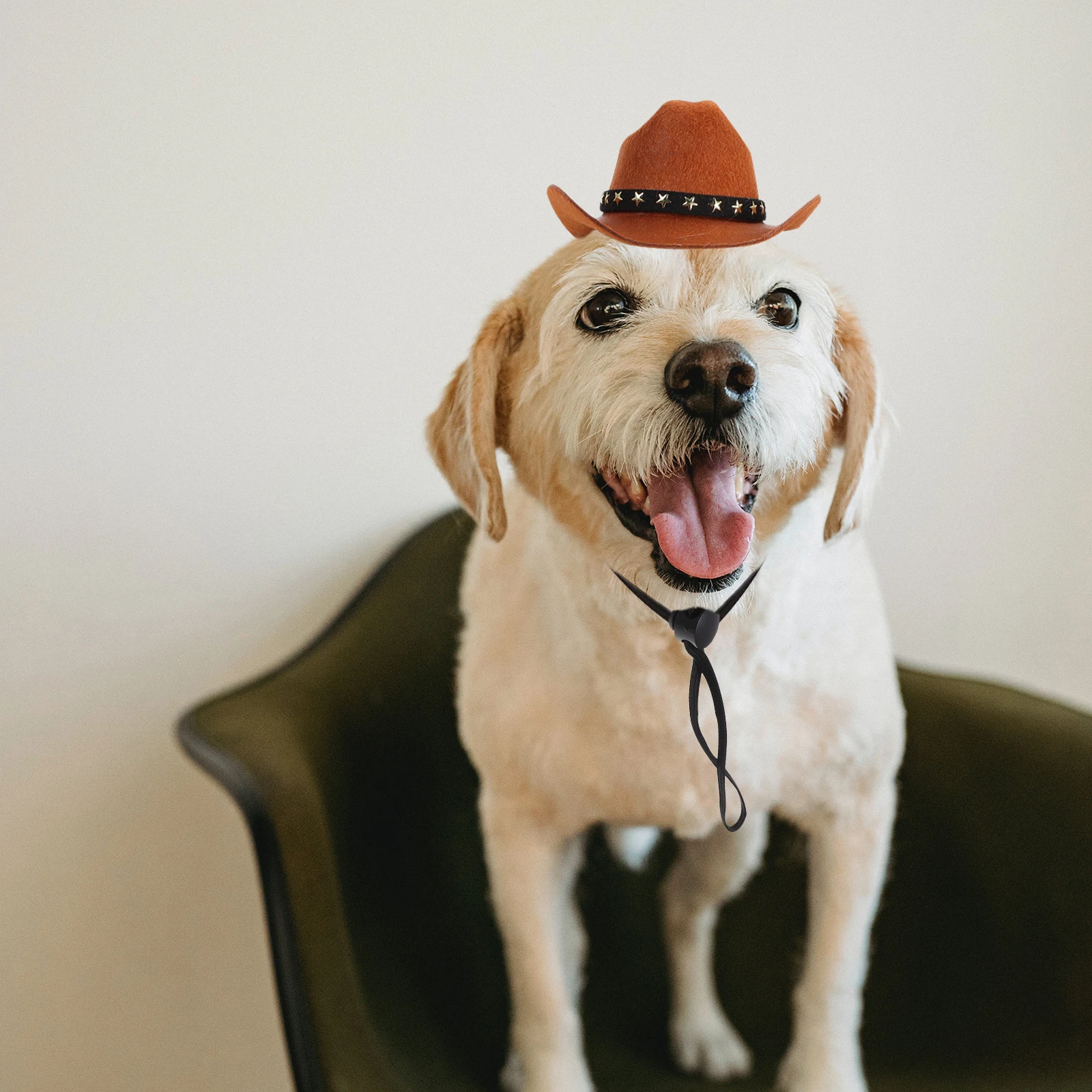 

Cowboy for Dog Small Brown Decorative Star Pattern Breathable Comfortable Lightweight Adjustable Fits Sizes Protect Sun Dog Hat