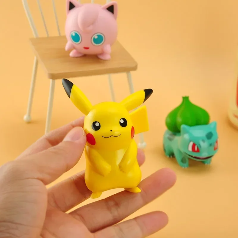 Figuras de acción de Pokémon, Pikachu, Charmander, Psyduck, Squirtle, Jigglypuff, Bulbasaur, Bulbasaur, modelo Kawaii 6,