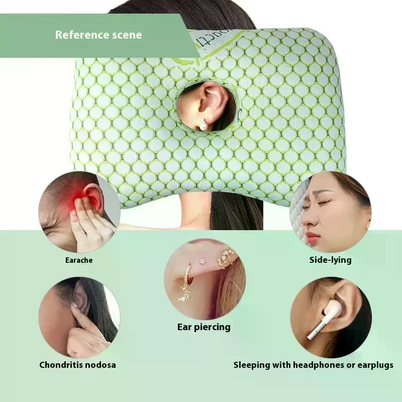 Cotton Filling Ear Piercing Pillow Breathable Ergonomic Pillow With Ear Hole Portable Comfortable Earring Pillow