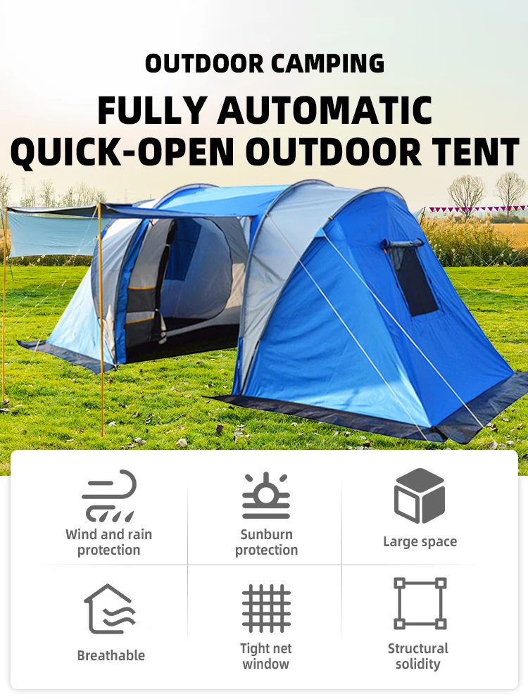 Luxury New City Walk Lightweight Tunnel Tent Camping Three Doors Open Outdoor Camping Tents