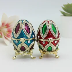 SHINNYGIFTS  Easter Egg Style Enameled Trinket Box Decorative with Hinged Faberge Egg Home Decor Unique Easter Gift