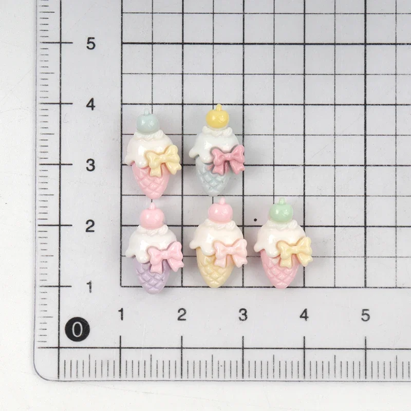 30Pcs/300pcs Mini Resin Ice Cream Bow Flat Back Scrapbooking DIY Decor Craft Decoration Children Hairpin Materials Accessories