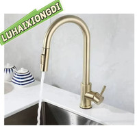 Kitchen faucet pulled out brushed gold stainless steel kitchen mixing faucet kitchen sink faucet/modern design gold