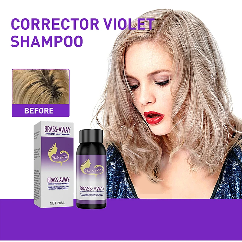 Gray Color Fixing Hair Dye Shampoo Cover Gray Hair Fade Yellow After Bleach Hair Shampoo Non-irritating Purple Shampoo Blonde