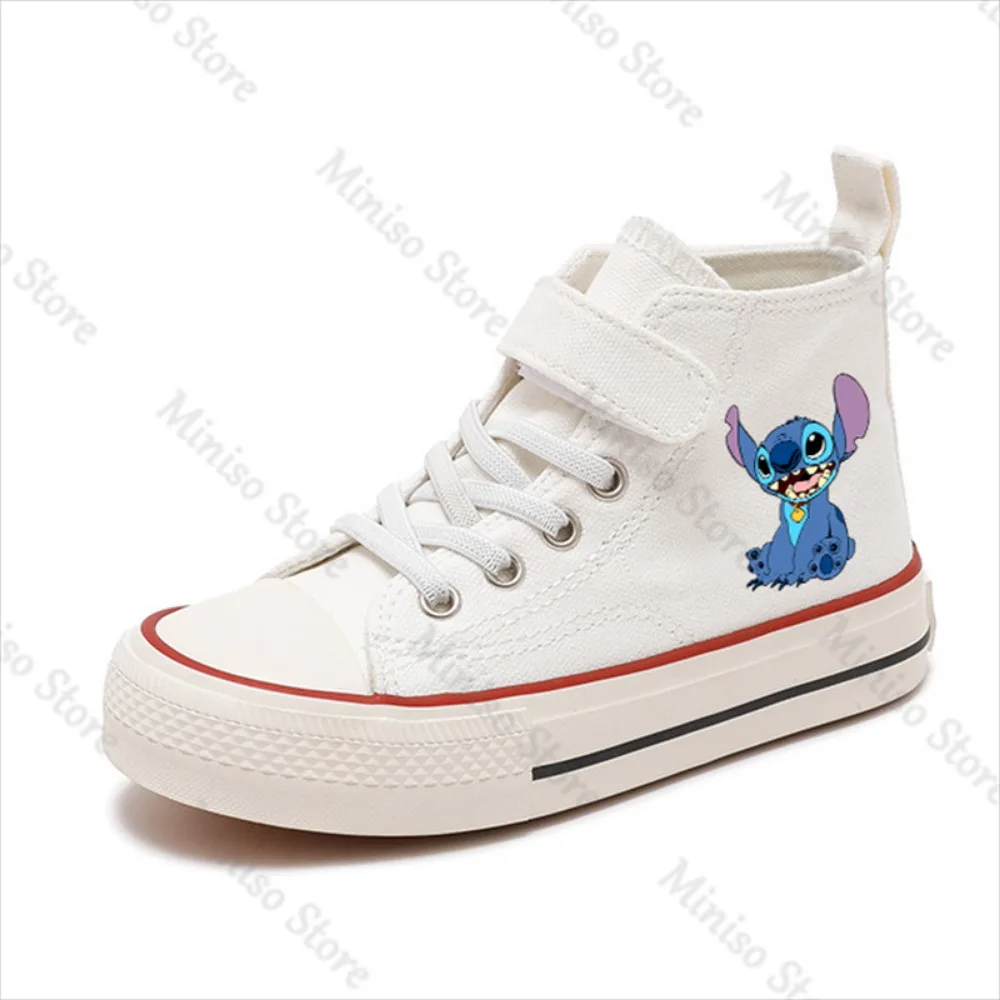 Chaussures de tennis montantes CAN o Stitch pour enfants, chaussures de confort de dessin animé Disney, chaussures de sport décontractées en toile