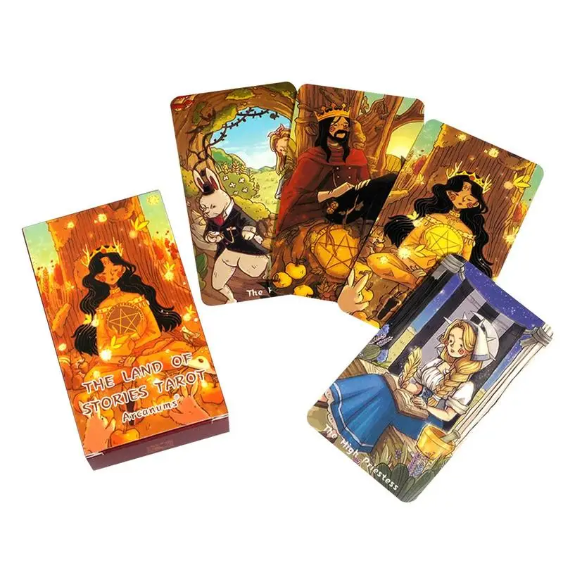 Tarot a terra do destino, 78 cartas, oráculo, versão em Inglês, adivinhação, festa familiar, mesa de jogos