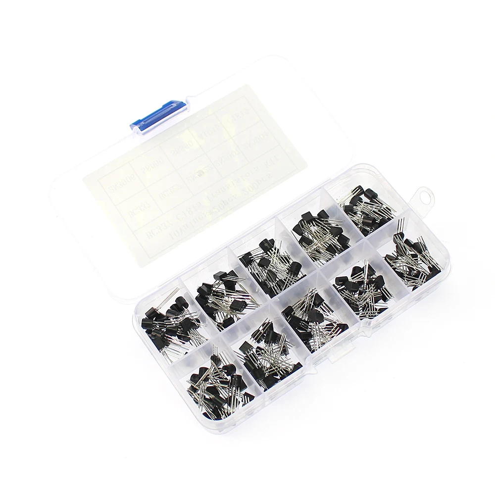 200pcs Transistor Assortment Kit  10Values*20pcs BC337 BC327 2N2222 2N2907 2N3904 2N3906 S8050 S8550 A1015 C1815 TO-92 set