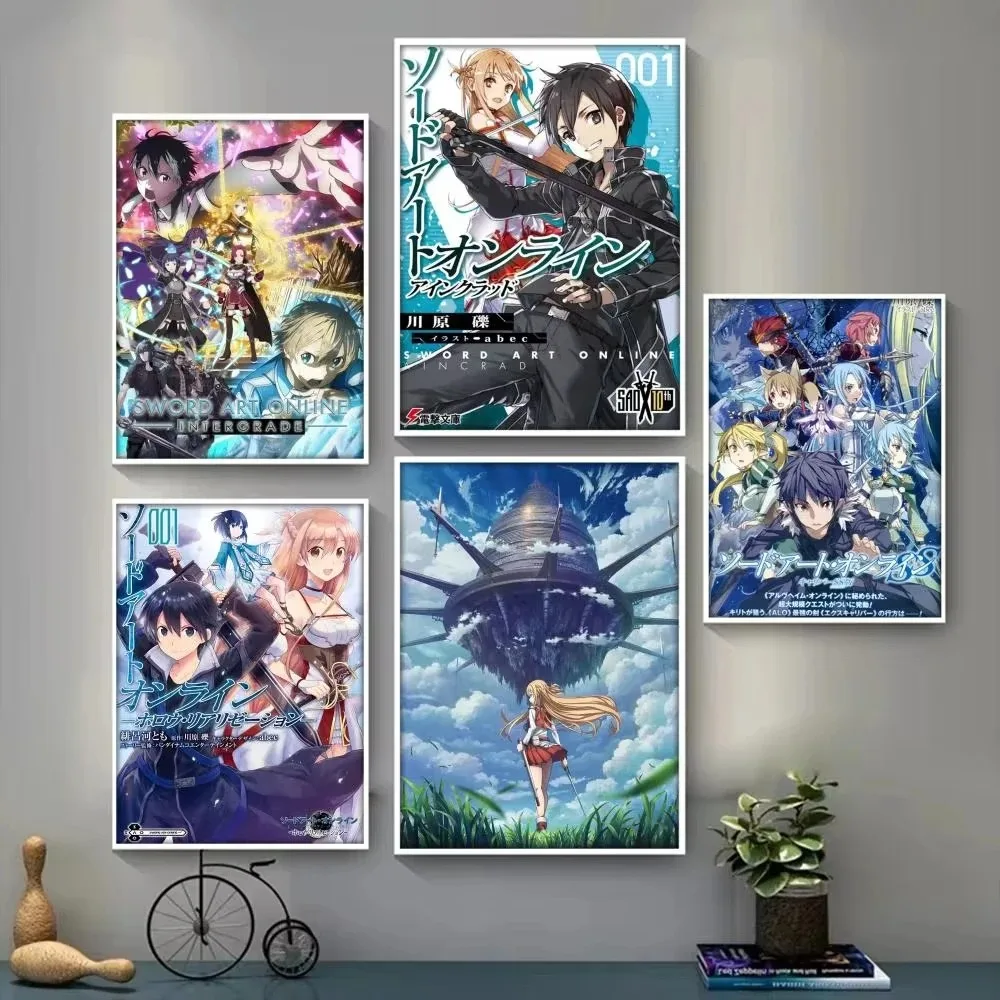 Póster de Anime clásico Sword Art Online, pared elegante para sala de estar, Bar, decoración, arte de pared, pintura en lienzo
