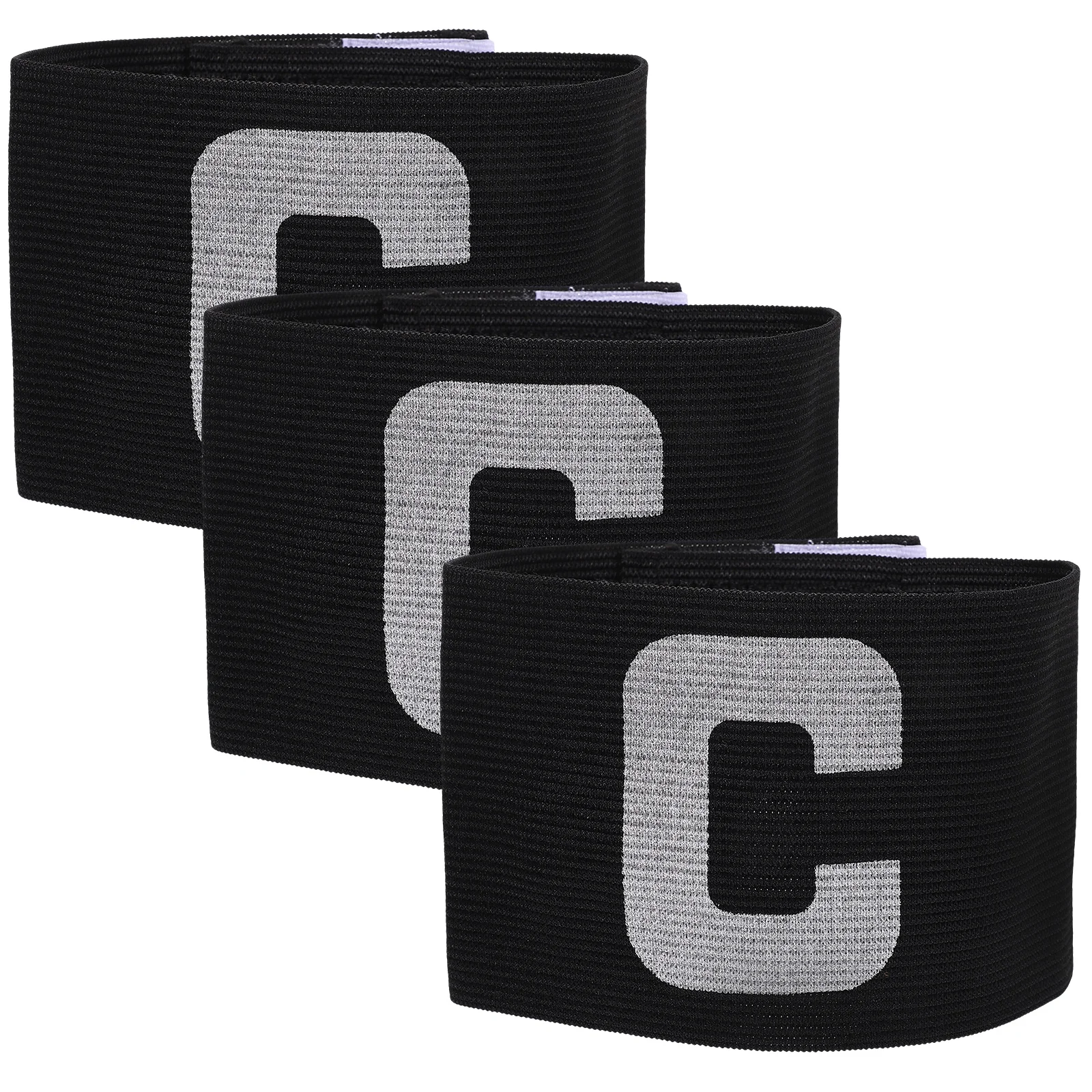 3 Pcs Captain Armband Reusable Kids Captains Armbands Black Tennis Football Play Nylon Wrist Contrasting Colors