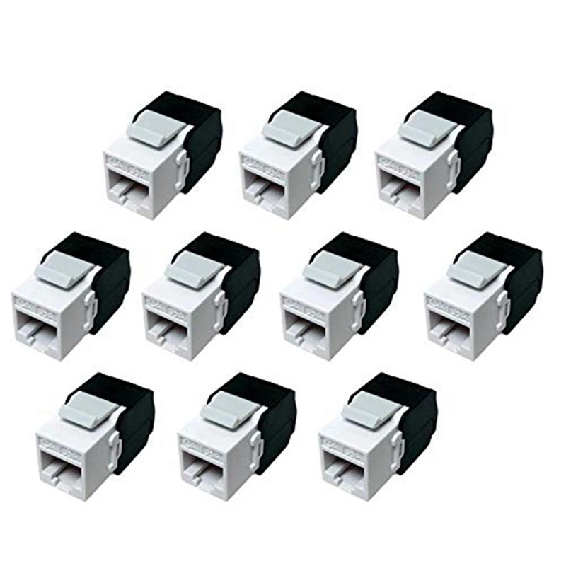 10-Pack Cat6a RJ45 Keystone Jack-Cat6 kompatibel-180 derajat to-Ethernet dinding Jack -Cat6a jaringan Coupler