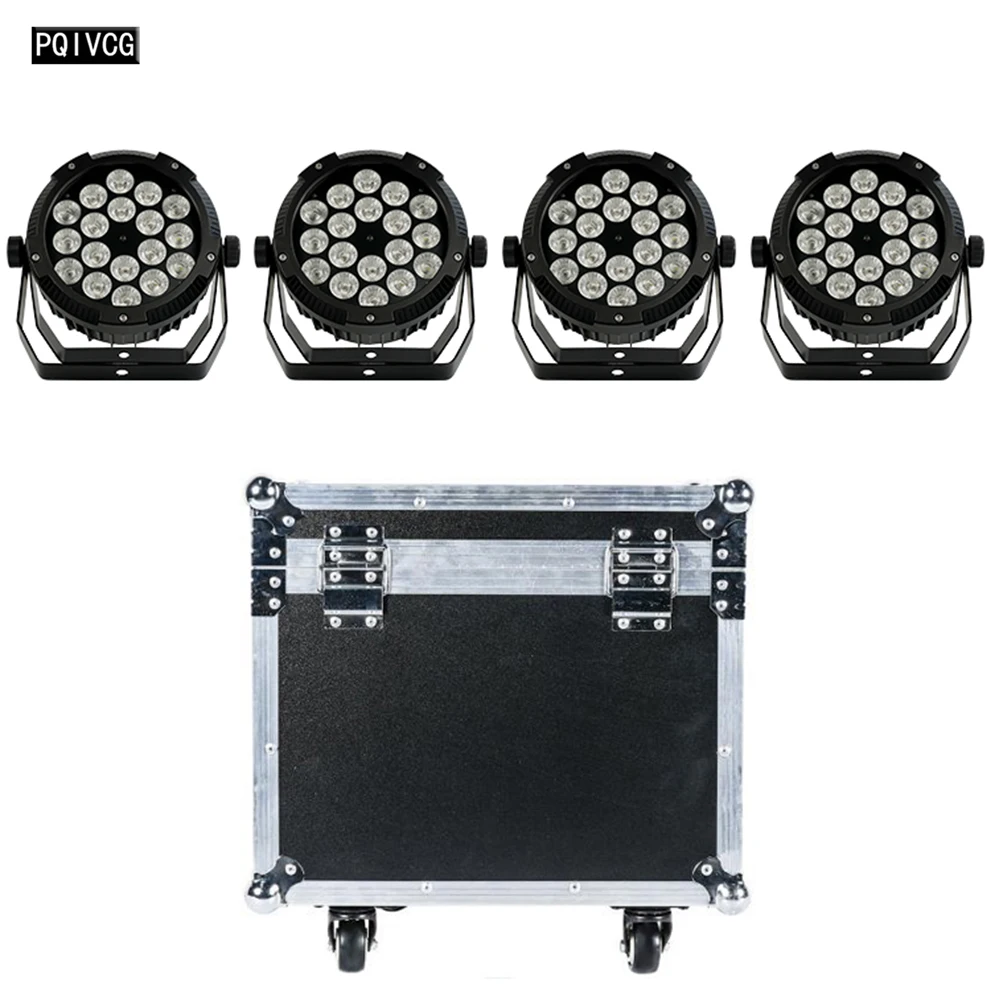 

4PCS + Flight Case 18x18w IP65 Waterproof Par Light 18LED RGBWA UV 6in1 LED Outdoor Performance Par Light