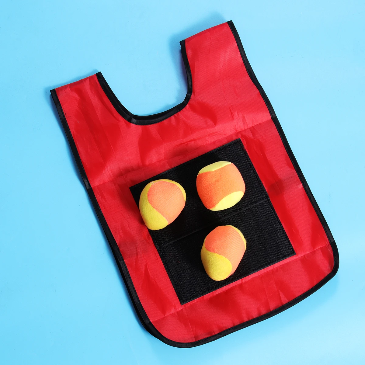 Gilet boule collante rouge pour petits enfants, gilet visqueux, accessoires de jeu, gilet boule adhésive avec 3 boules de couleur aléatoire pour enfants