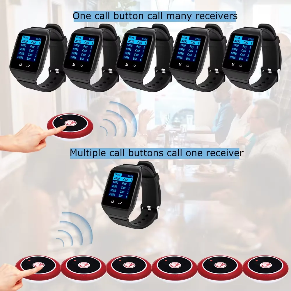 QWICALL Restaurant Calling System  5 Watch Receiver 30 Call Buttons Paging Cafe Waiter Service Buzzer кальян