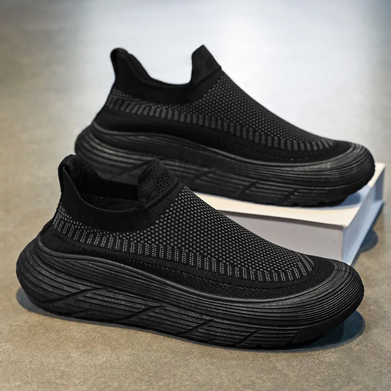 New Thick Sole Set Foot Lazy Shoes Fly Woven A Slip Ventilated Men's Shoes Non-Slip Wear Casual Sports Shoes