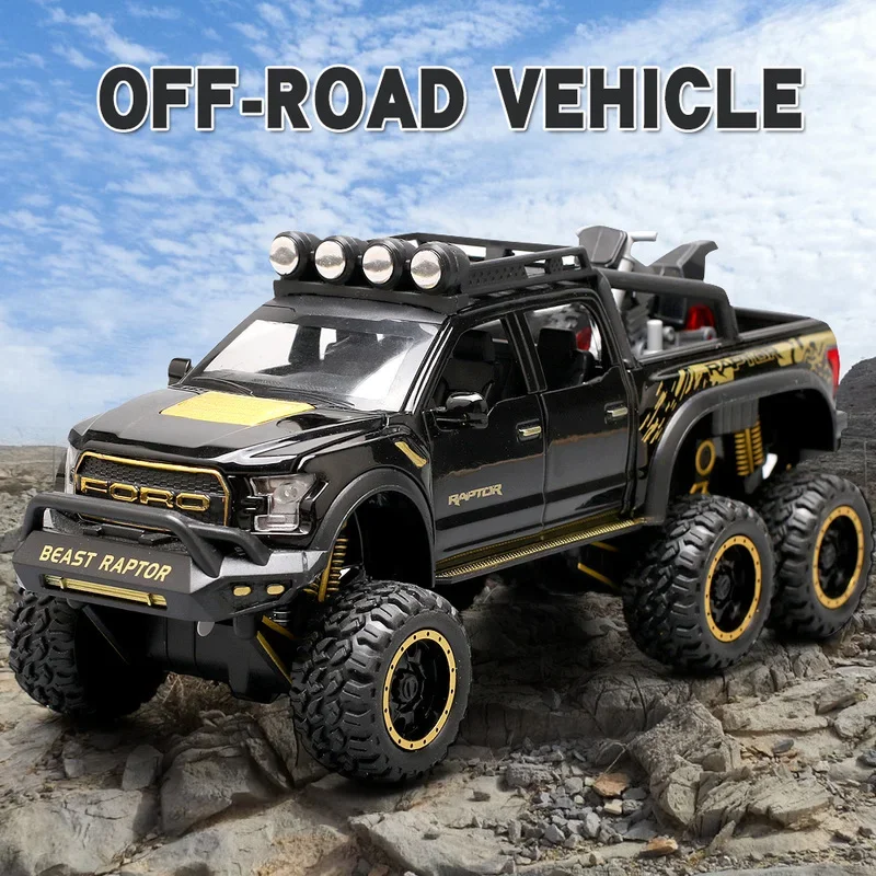 

1/28 Ford Raptor F150 Alloy Car Model Diecast & Toy Metal Modified Off-Road Vehicles Car Model Sound Light Collection Kids Gifts