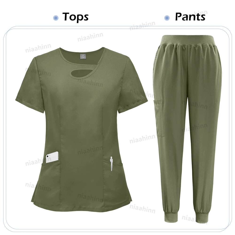 Niaahinn Mode Krankenhaus Uniformen Krankenschwester Schönheit Dental Salon Arbeitskleidung Uniform Medizinische Peelings Sets für Frauen Atmungsaktive Peeling – Detail 14