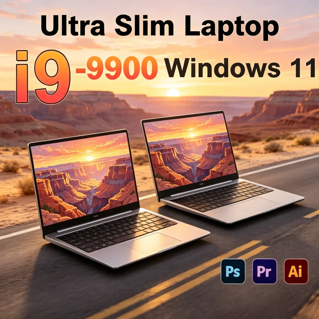 

2026 Ingenious 14.1 Inch HD Gaming PC Intel Core I9-9900 Novate Ultra Slim 32GB 2TB Windows 11 Pro Home Study Laptop