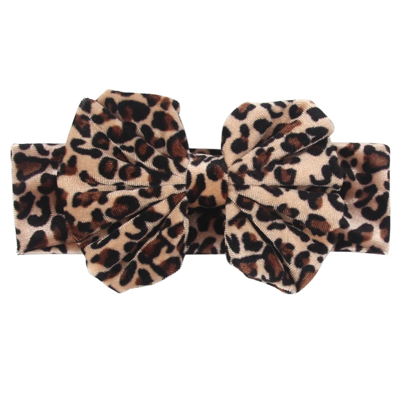 

New Fashion Leopard Velvet Headband 5" Hair Bows Animal Print 2024 Trendy DIY Hair Accessories For Girls Headwrap Elastic Hair B