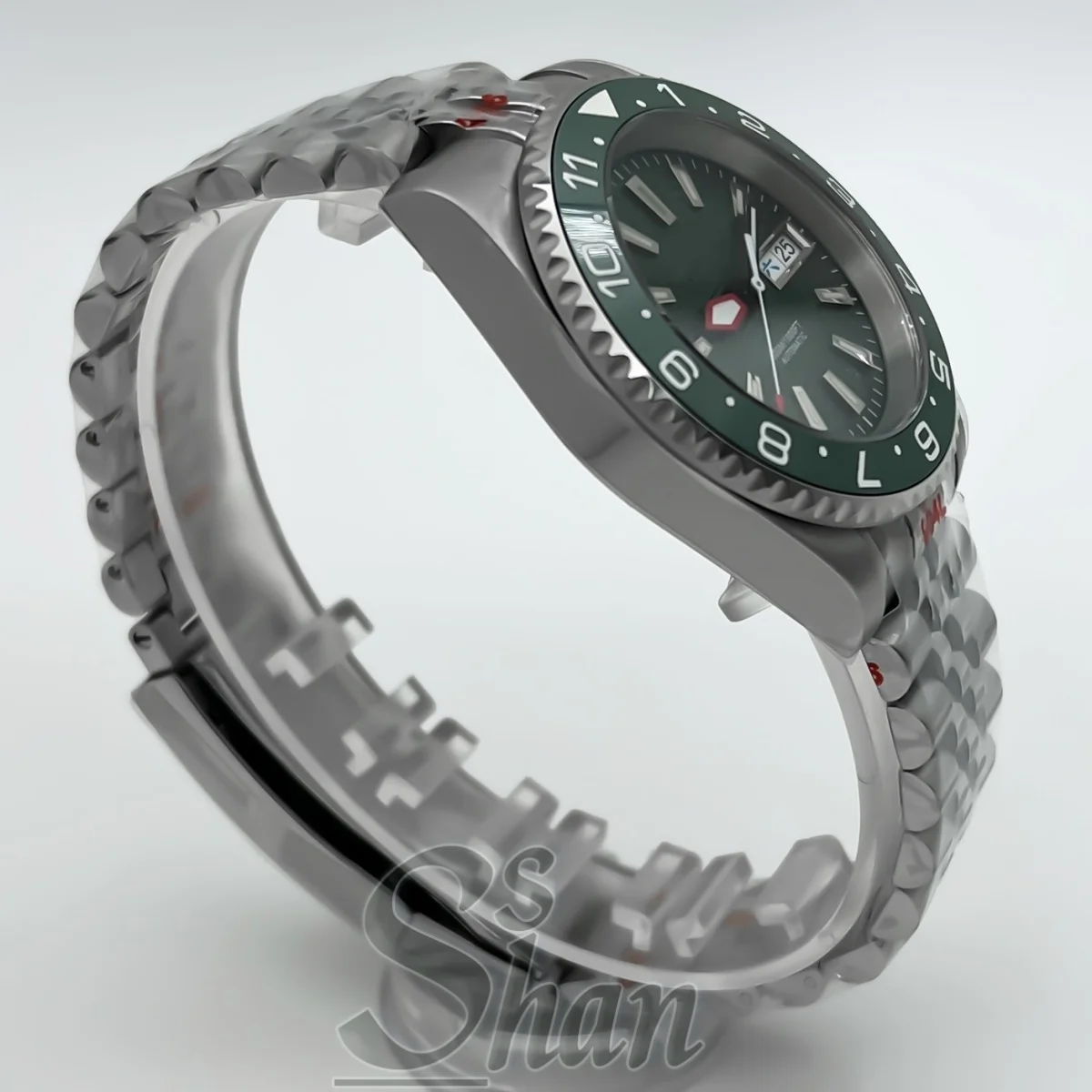 تتميز ساعة أوتوماتيكية فاخرة للرجال NH36 40 ملم بزجاج الياقوت وإطار سيراميك دوار أحادي الاتجاه ونوافذ عرض مزدوجة التاريخ #6