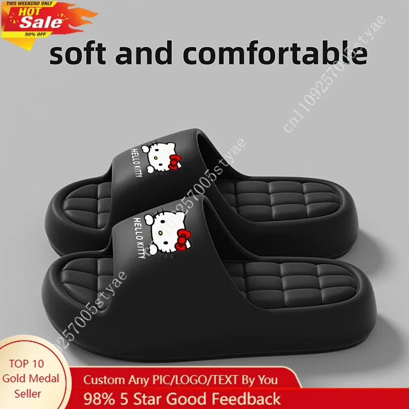 Ladies Sanrio Hello Kitty EVA Slippers Featuring Classic Cartoon Patterns Quilted Cushioned Insoles Soft and Comfortable