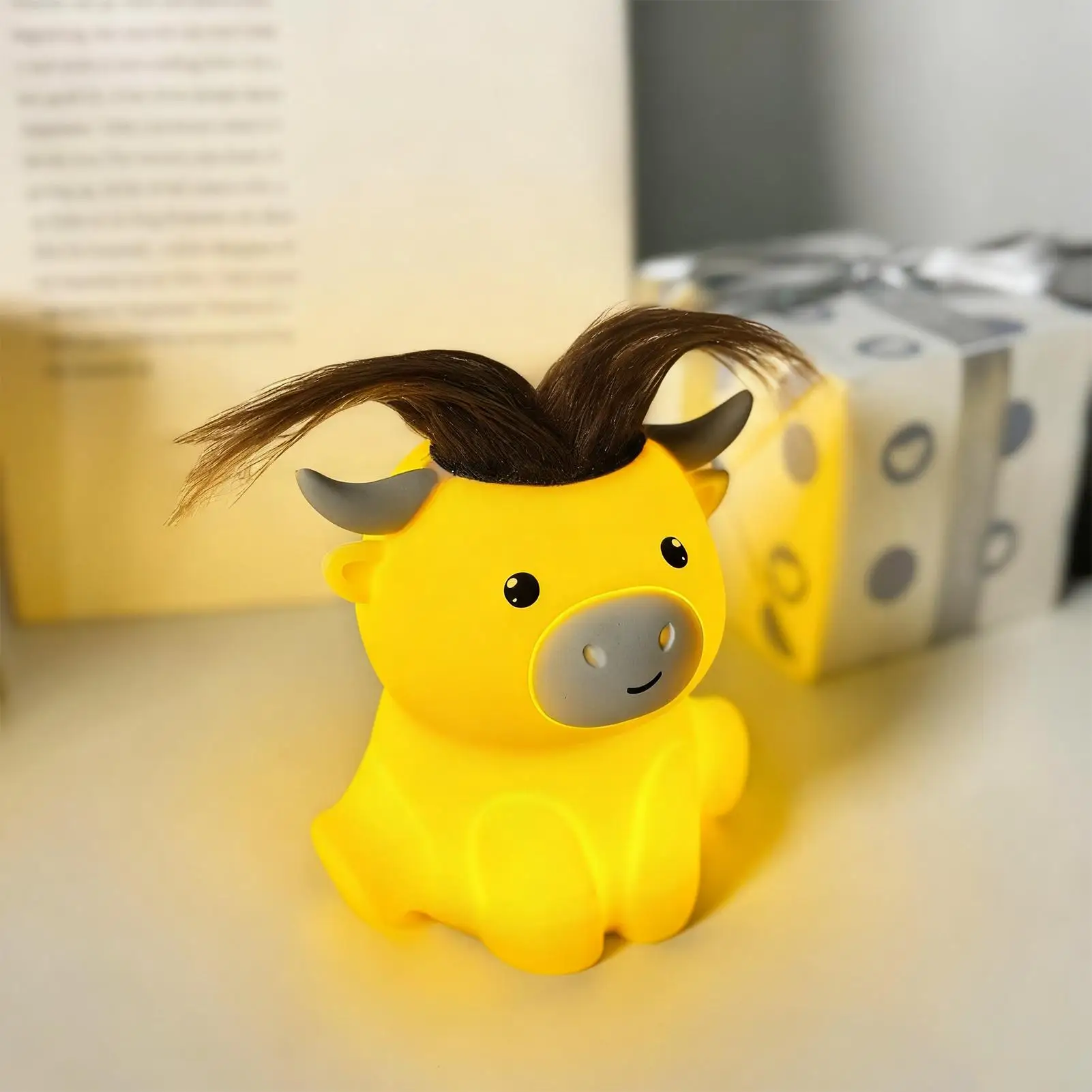 Kids Night Light Cartoon Cattle 2 Brightness Lamp With 20min Timer Bedroom Decorative Lamp For Home Bedside College Dormitory