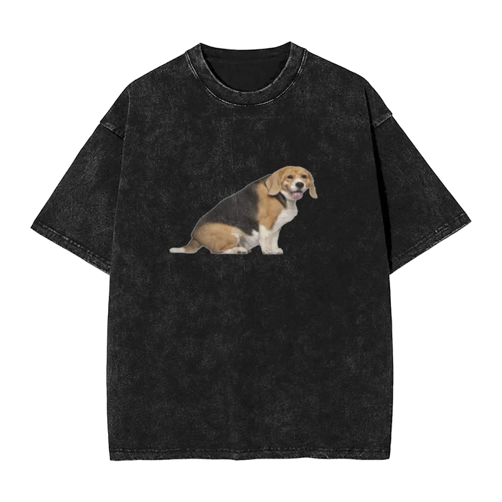 Beagle Boy Classic Stylish A Washed T Shirt Men's Oversized Cotton Tees Tops
