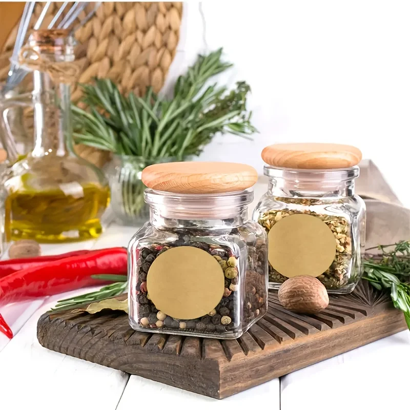 500 Pieces/roll of Brown Kraft Paper Stickers DIY Circular Label Handwritten Self-adhesive Stickers Blank Handmade Gift Labels