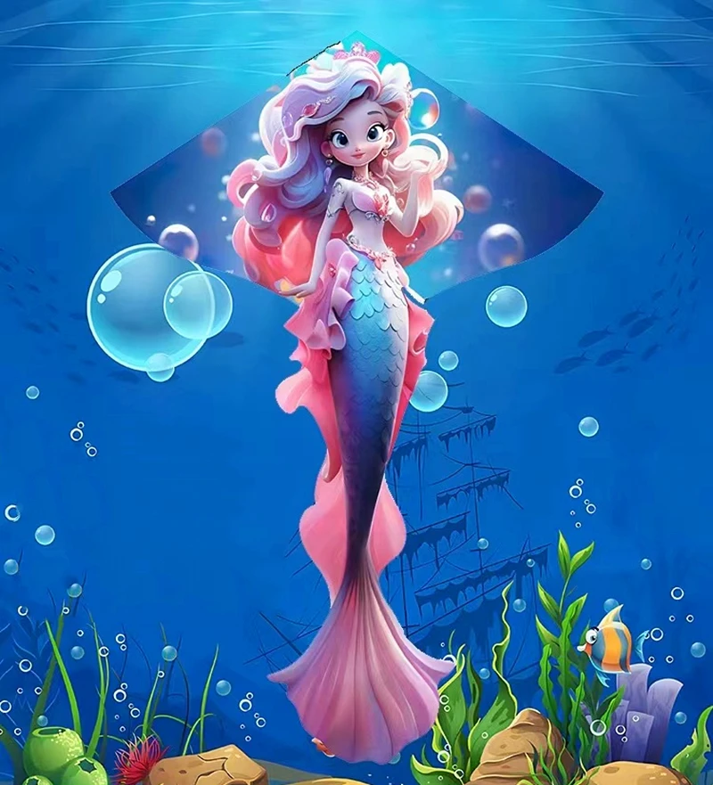 Zeemeermin vlieger Nieuwe vlieger vlieg speelgoed voor kinderen vliegers fabriek outdoor strand vliegers stof 3d kite wind vlieger staaf surf vleugel vogel speelgoed jouet