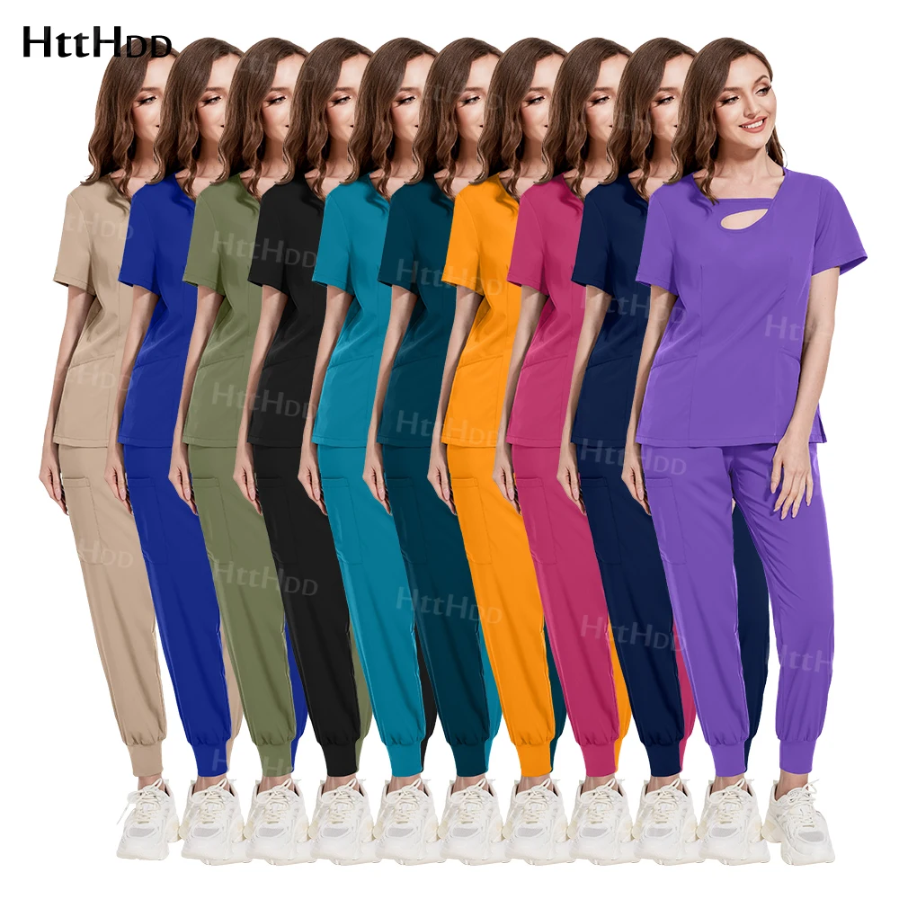 

Wholesale Hospital Uniforms Multicolour Nursing Scrub Sets Solid Color Workwear Healthcare Pharmacy Surgical Gown Specific Scrub