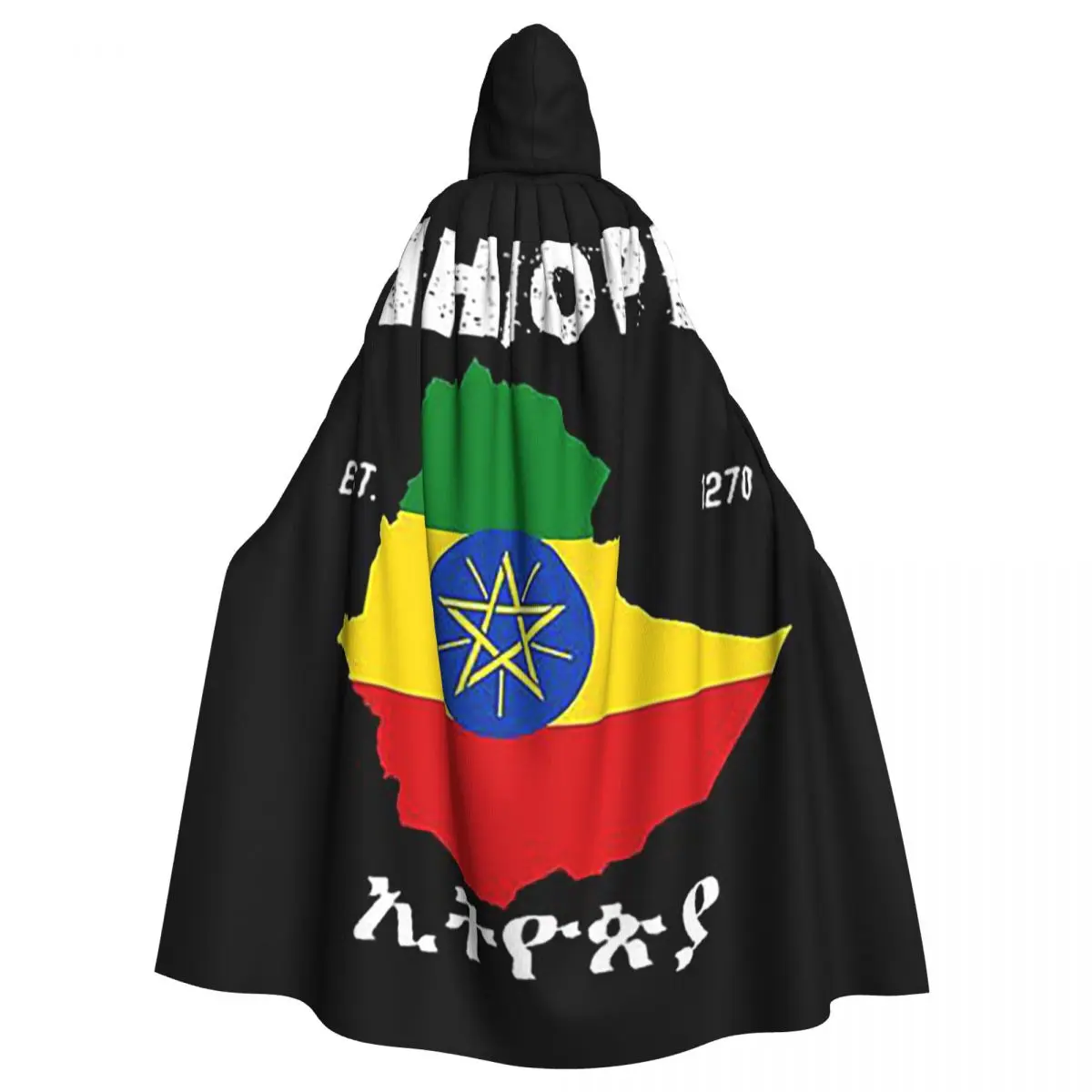 

Ethiopia Flag, Ethiopia Map, Ethiopian National Flag Long Hooded Cloak Witch Costume Cosplay Cape HalloweenCoat Adult Unisex