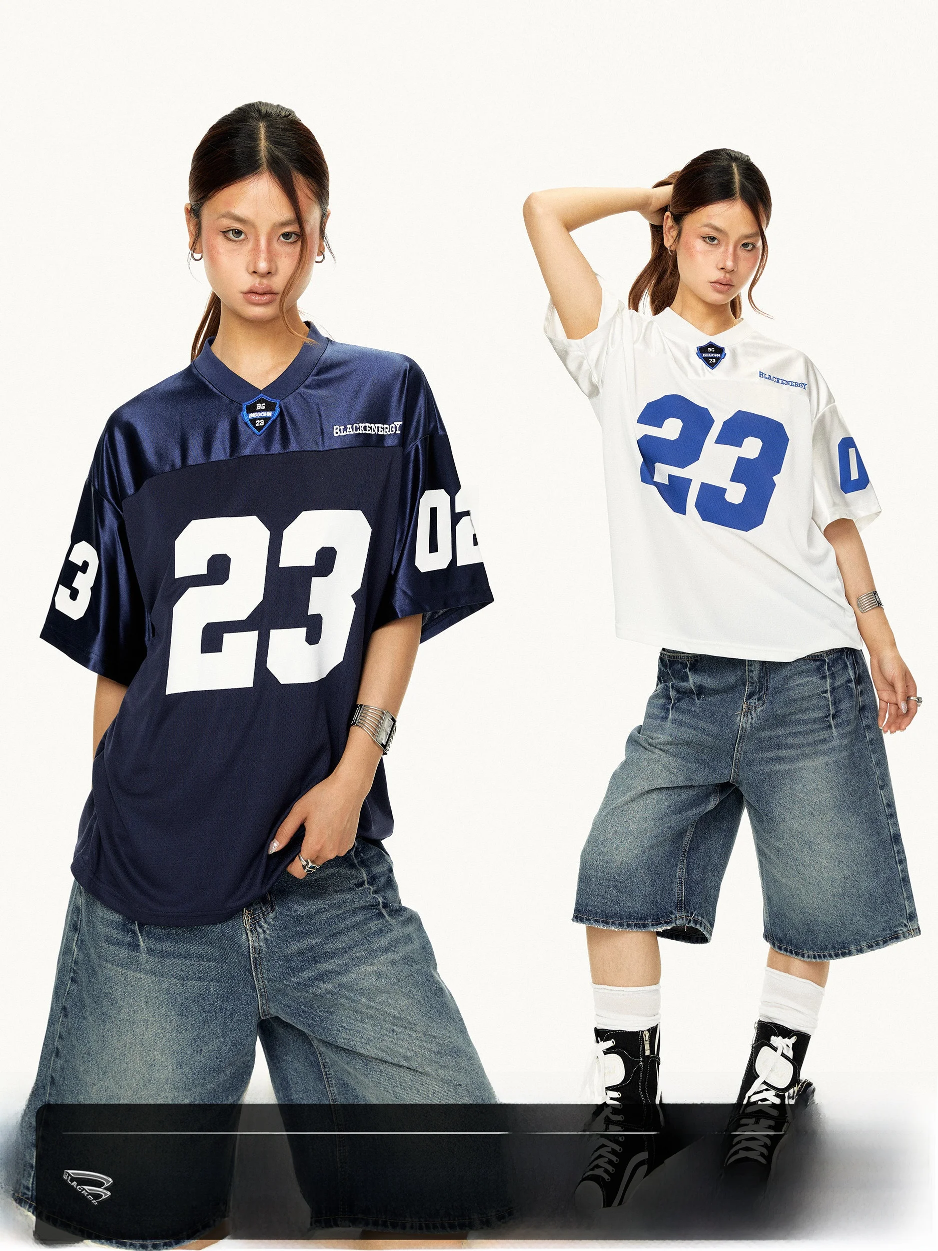 Blackbb Casual Color Block Digital Print T-Shirt Summer New American Baseball Jersey Overhead round Neck Short Sleeve Trendy