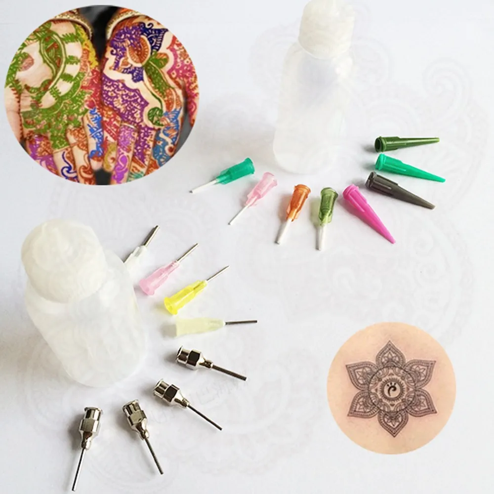 Beauty Fashion Paste Nozzle Drawing Making Tool Body Art Tattoo Bottle Henna Kit Applicator