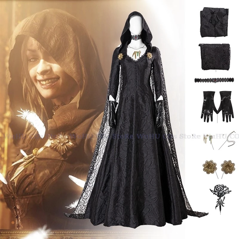 레지던트 4 리메이크 마을 나방 의상 드레스 소녀 성인 뱀파이어 레이디 레이디 이블 코스프레 판타지 Dimitrescu 할로윈 카니발 세트