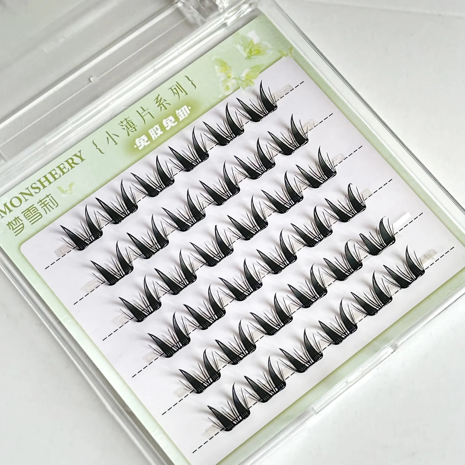 6 Rows Ultra Thin False Eyelashes No Glue Black C Curl 9-13mm Korean Style False Eyelashes for Women Natural Look Makeup Tools