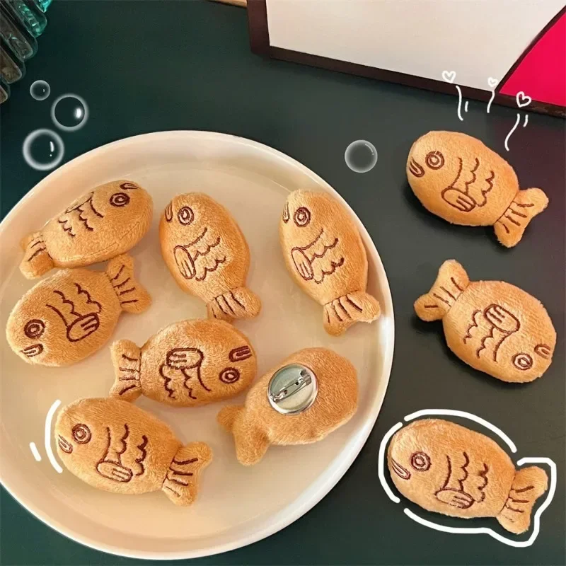 Mini Cute Cartoon Plush Snapper 3D Badge Brooch Kawaii Taiyaki Sweater Backpack Clothes DIY Personalized Decor Pins