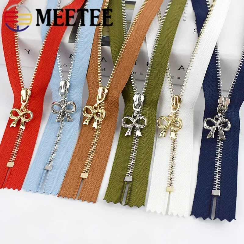 5Pcs Meetee 3# Metal Zippers 15-30cm Closed End Zipper for Sewing Bags Pocket Wallet Garment Zip Repair Kit Accessories