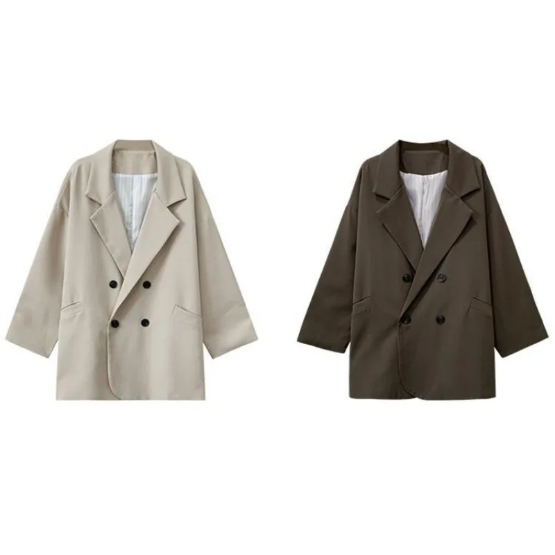 Oversize blezer kobiety garnitur w koreańskim stylu szykowny czarny blezer płaszcz na co dzień Streetwear luźne kurtki solidne damskie kurtki studenckie — zdjęcie 6