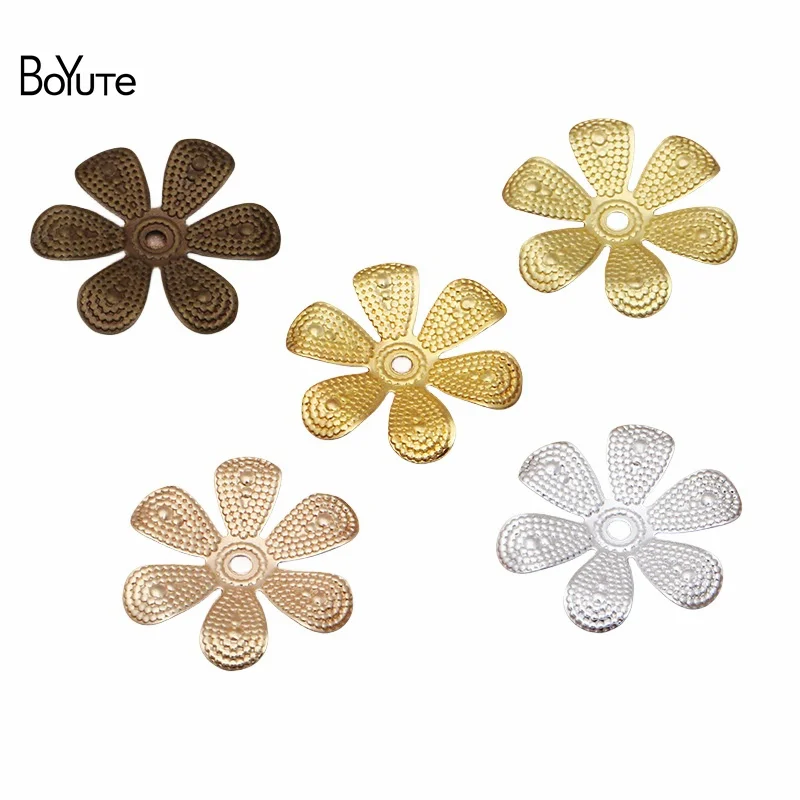 

BoYuTe Diy Jewelry Supplies (200 Pieces/Lot) Metal Brass Stamping 16MM Flower Bead Caps Diy Jewelry Making Materials