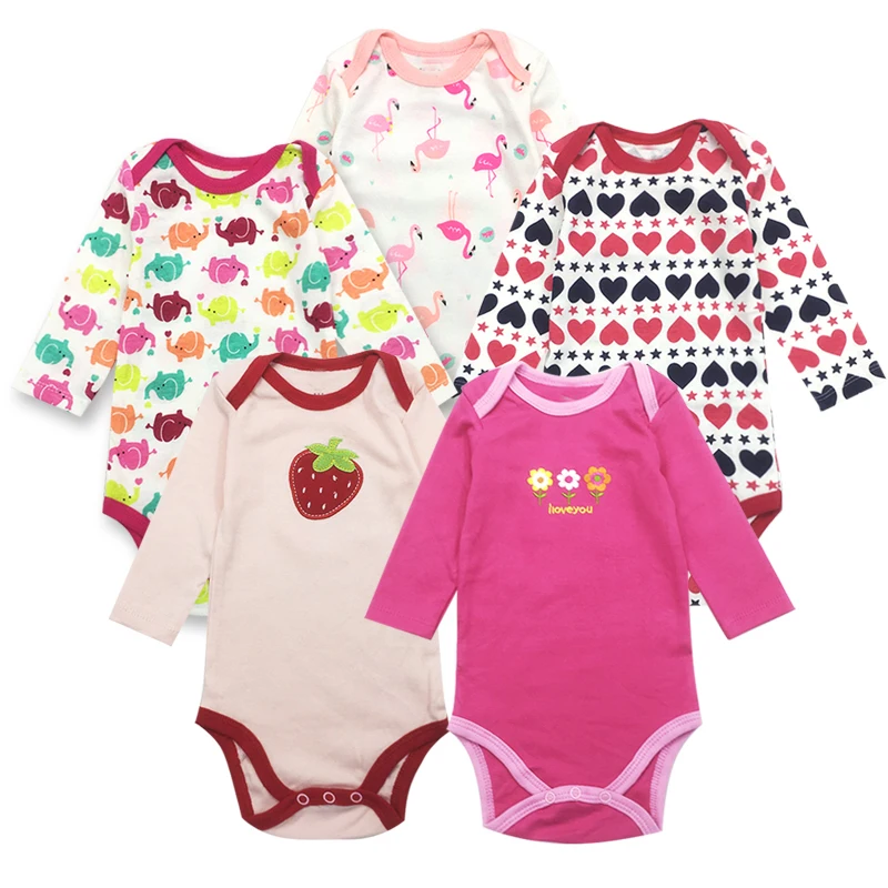 5 pcs/lot Baby long-sleeve rompers baby boy jumpsuit Newborn baby cotton romper Jumpsuits & Rompers