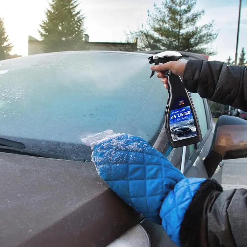 Deicer semprotan penghilang salju 500ml, agen peleburan salju untuk kaca depan jendela, peleburan salju, cairan Defrost, pembersih jendela mobil