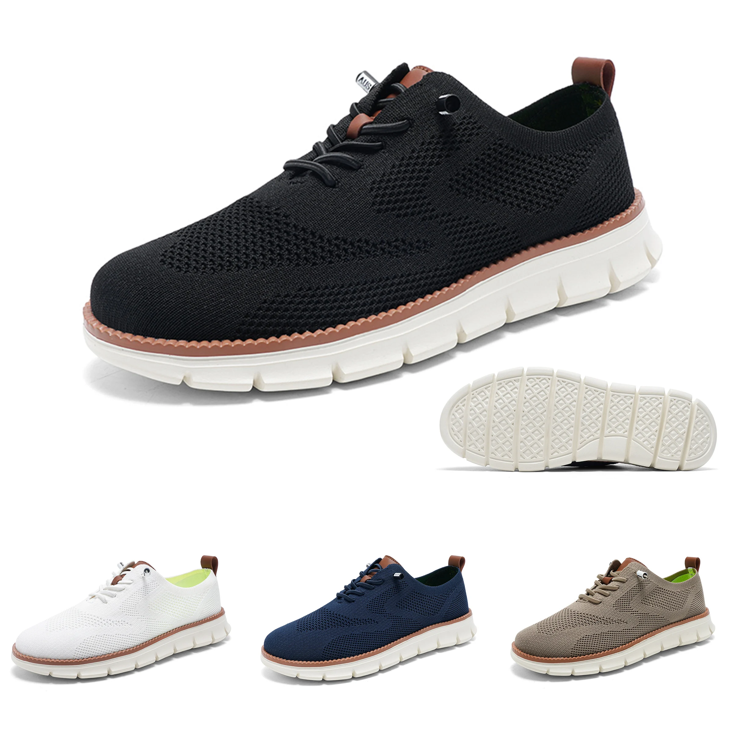 Lightweight Breathable Men Casual Sneakers Lace-Up Soft Sole Walking Shoes Daily Loafers Comfort Men's Versatile Business Shoes