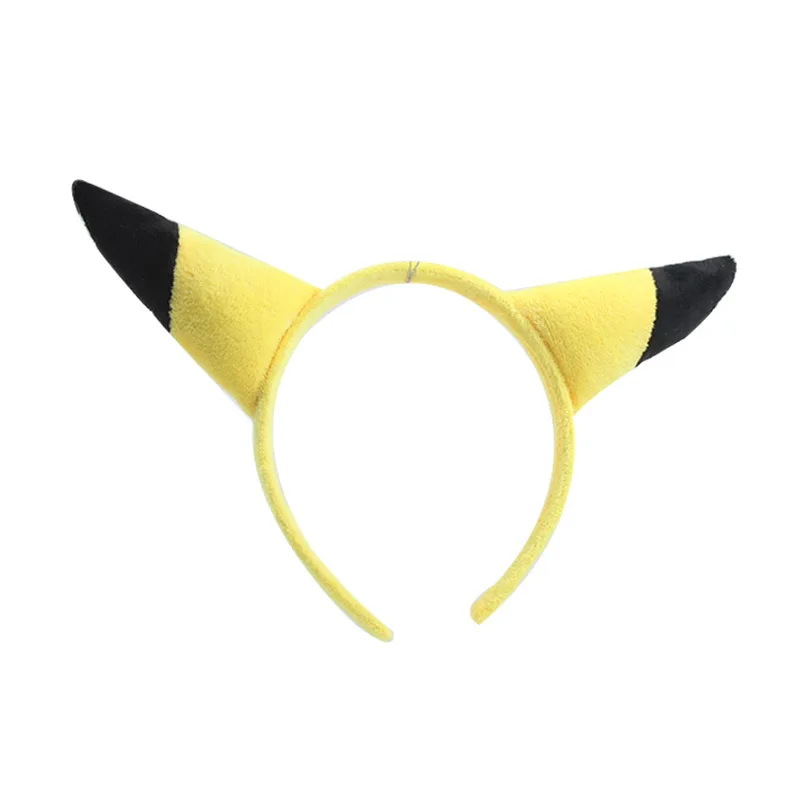 Pokemon Anime saç aksesuarları Pikachu kafa sevimli kulaklar Hairband peluş bebek başlık oyun Selfie özelleştirme