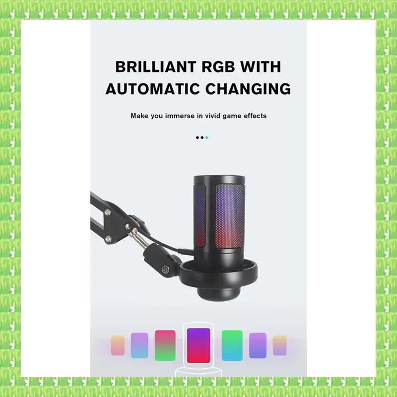 

Gaming RGB Recording Microphone With Adjustable Arm Stand USB Desktops Condenser Mic For Podcasting Streaming Easy Install